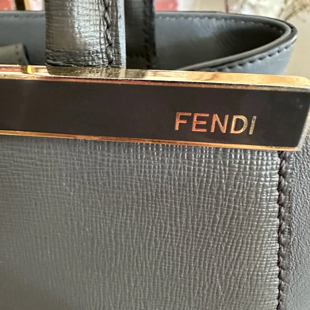 Fendi 2Jours Petite Leather Satchel‎ – Gray – Made in Italy - Picture 7 of 9